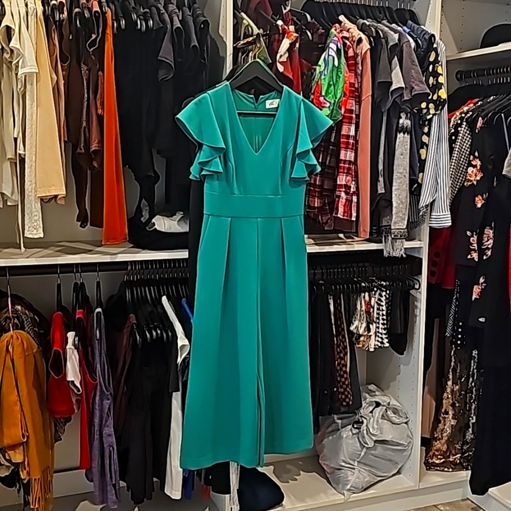 Nordstrom Ruffle Sleeve Crepe Jumpsuit sz 4P